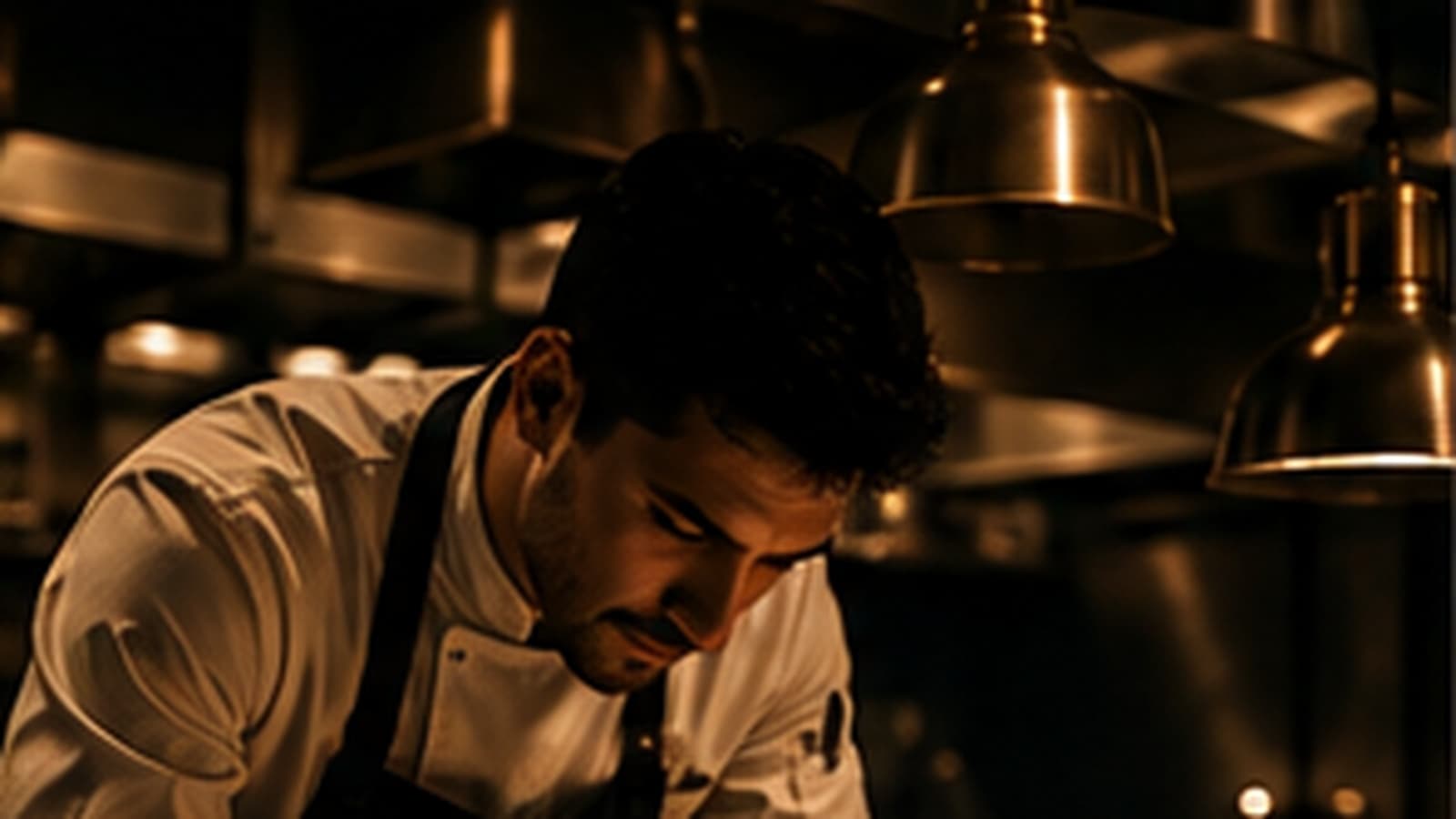 Chef focused on preparation in a professional kitchen