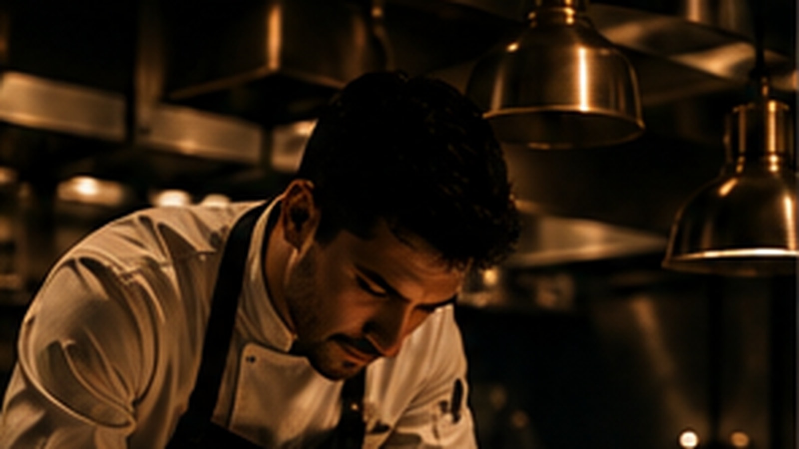Chef focused on preparation in a professional kitchen