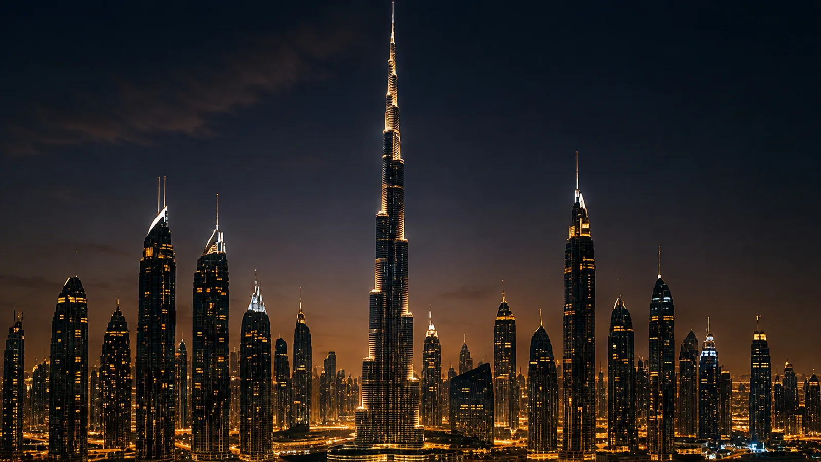 City skyline at night representing global hospitality growth